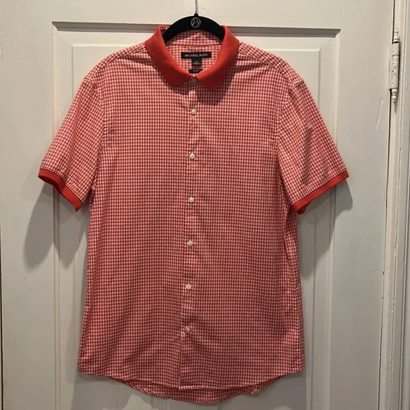 Michael Kors Men’s Button Down Short-Sleeve Shirt - Size Medium Slim Fit - Picture 2 of 12